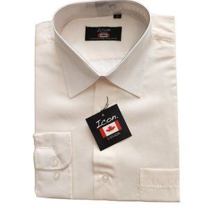 Icon. Shirt Men's 16.5 Brown Long Sleeve Classic Button Collared NEW